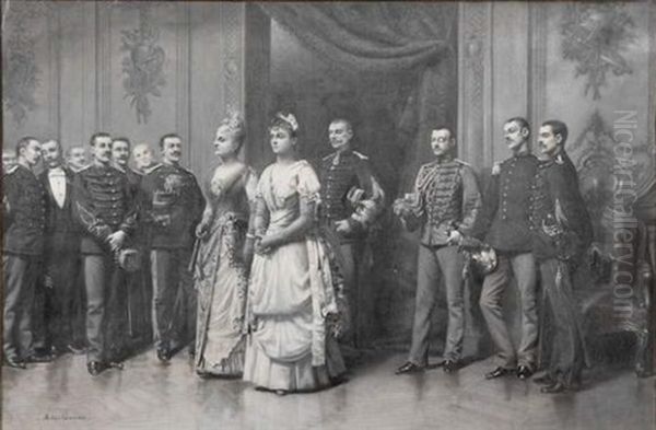 La Presentation Au Premier Bal Oil Painting by Louis Auguste Georges Loustaunau