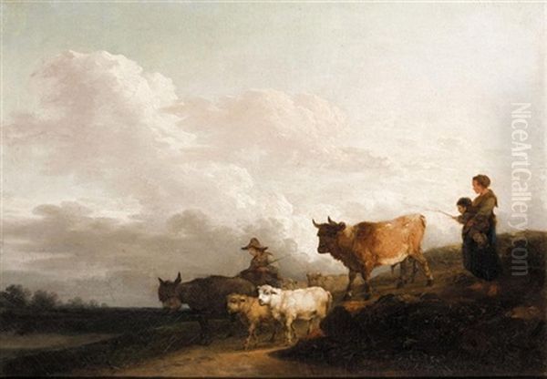 Tending The Herd Oil Painting by Philip James de Loutherbourg