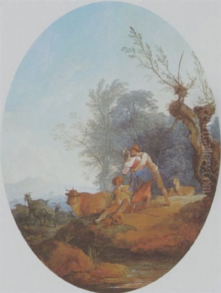 Galante Szene Oil Painting by Philip James de Loutherbourg