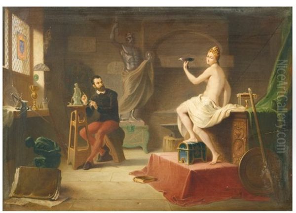 L'atelier De L'artiste Oil Painting by Jean Baptiste Victor Loutrel