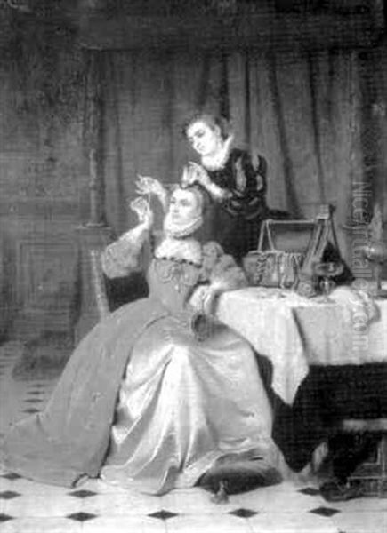 Admiring The Pearls Oil Painting by Jean Baptiste Victor Loutrel