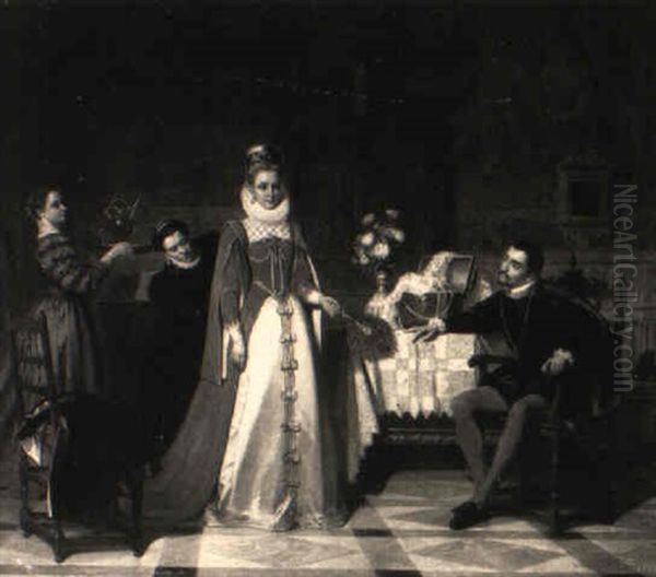 Der Besuch Oil Painting by Jean Baptiste Victor Loutrel