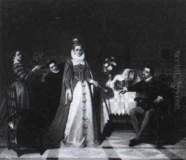 Morgentoilette Oil Painting by Jean Baptiste Victor Loutrel