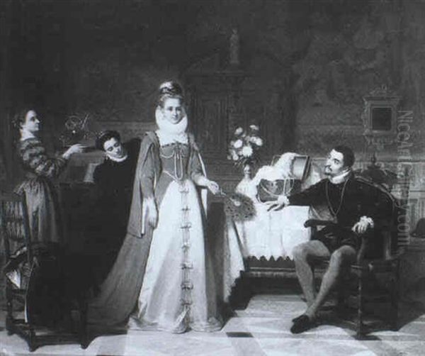 Renaissanceinterieur Oil Painting by Jean Baptiste Victor Loutrel