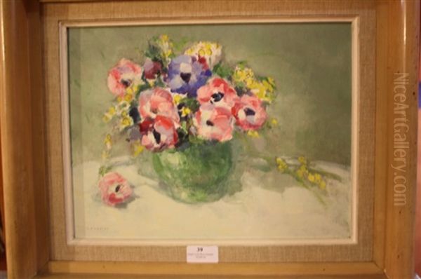 Bouquet De Fleurs Dans Un Vase Boule Oil Painting by Maurice Louvrier