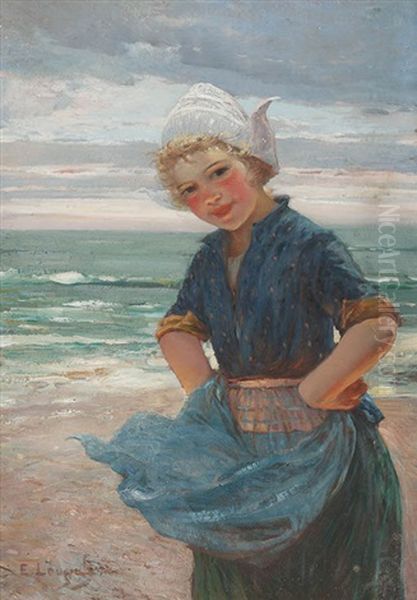 Hollandisches Meisje Am Meer Oil Painting by Edmond Louyot