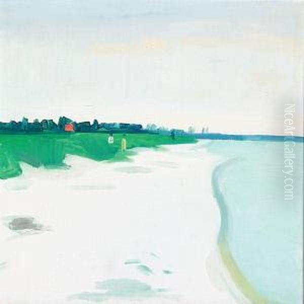 Beach Scenery Oil Painting by Axel Bentzen