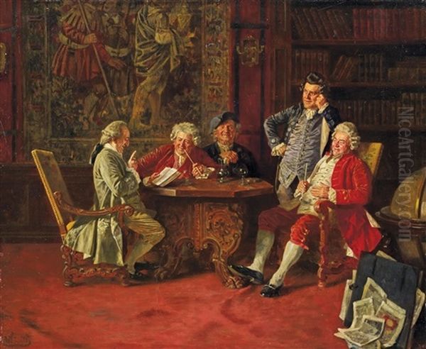 Die Unterhaltung Oil Painting by Wilhelm Loewith