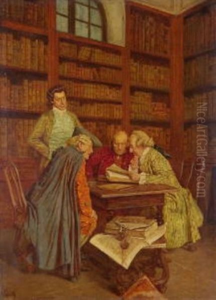 In Der Bibliothek Oil Painting by Wilhelm Loewith