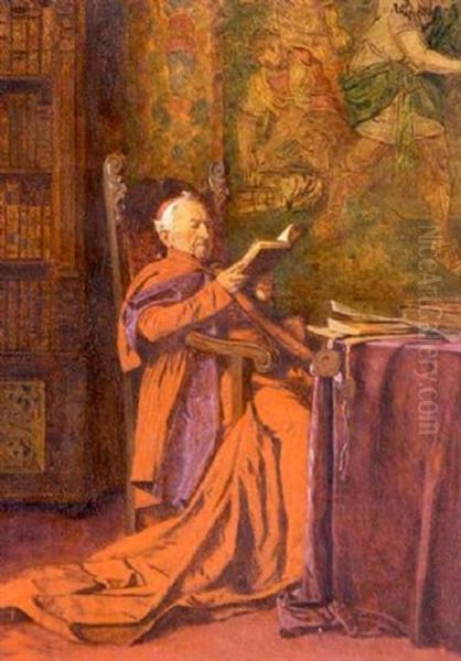 Lesender Kardinal Oil Painting by Wilhelm Loewith