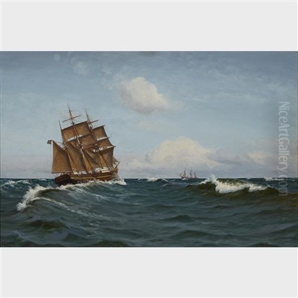 Brigi Nords... (ships In Deep Seas) Oil Painting by Holger Luebbers