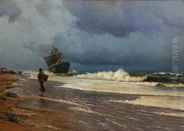 Vrag Paa Jyllands Vestkyst Oil Painting by Holger Luebbers