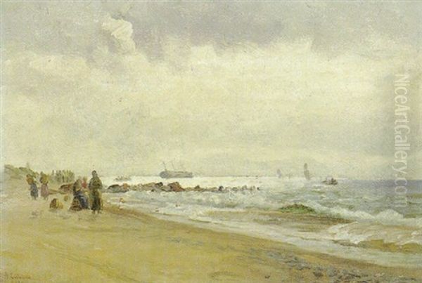 Studie Til Bjaergning Af Strandet Bark Oil Painting by Holger Luebbers