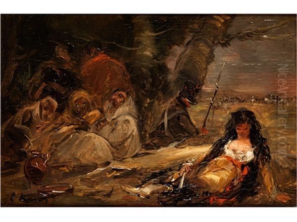 Szene Aus Den Spanischen Kriegen Der Napoleonzeit Mit Maja Im Vordergrund Oil Painting by Eugenio Lucas Velazquez