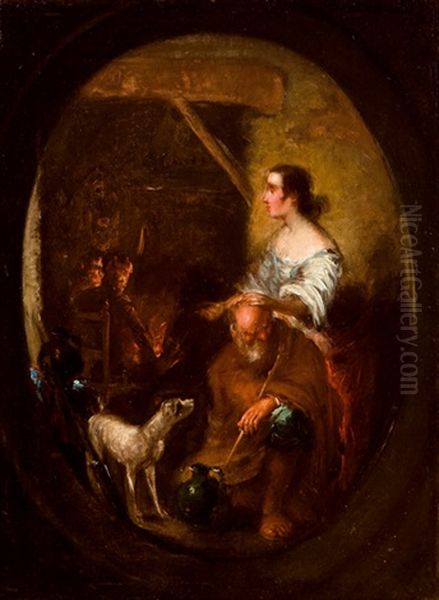 Interior De Taberna Oil Painting by Eugenio Lucas Velazquez