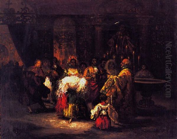 El Bautizo Oil Painting by Eugenio Lucas Velazquez