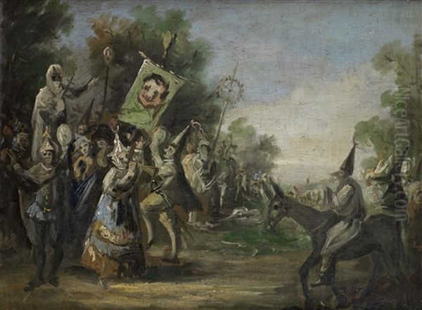 Entierro De La Sardina Oil Painting by Eugenio Lucas Villamil