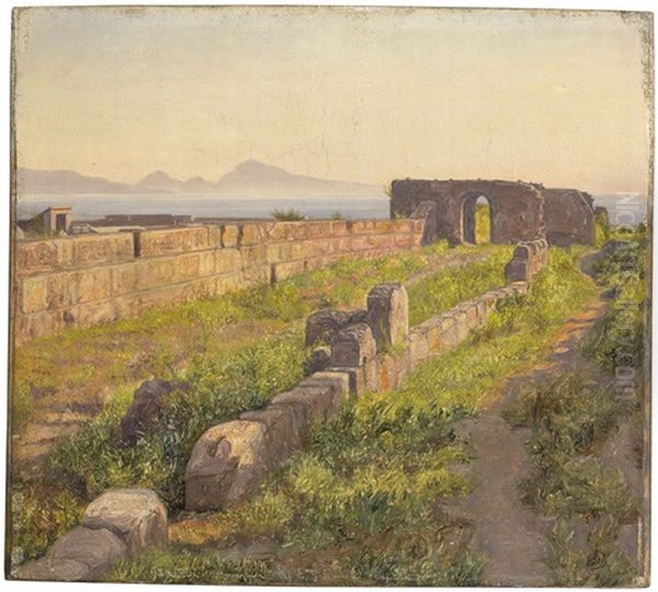 Blick Von Pompeji Uber Den Golf Von Neapel Auf Capri Oil Painting by Edward George Handel Lucas