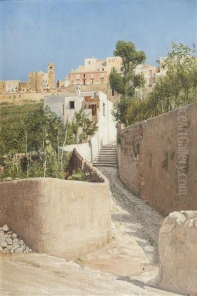 The Stony Steps To Capri Oil Painting by Edward George Handel Lucas