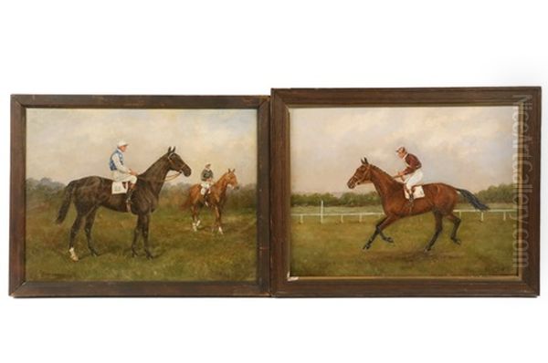 (2) Portraits Of Thoroughbred Race Horses Oil Painting by Henry Frederick Lucas-Lucas