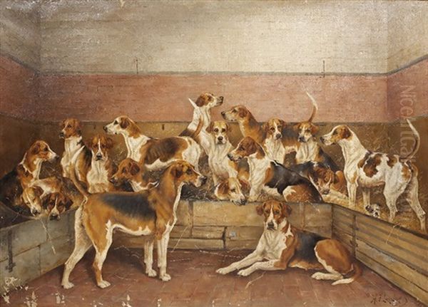 A Group - Heythrop Hounds 1921 Oil Painting by Henry Frederick Lucas-Lucas