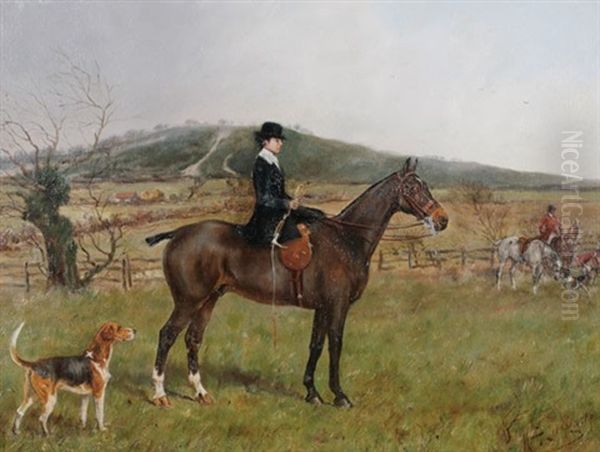 Lady On Horseback, Mrs R. Burn On Sparklet Oil Painting by Henry Frederick Lucas-Lucas