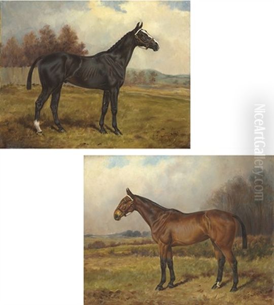 Dick Turpin (+ Miss Sutton : Hunters In Autumn Landscapes; Pair) Oil Painting by Henry Frederick Lucas-Lucas