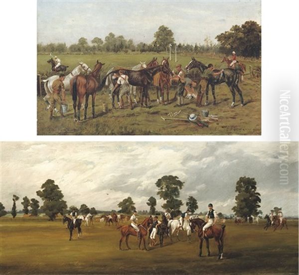 After The Chukka At Rugby (+ Polo At Rugby; 2 Works) Oil Painting by Henry Frederick Lucas-Lucas