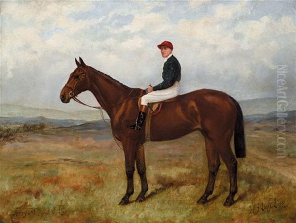 Portrait Of "jerry M" With Ernie Piggott Up Oil Painting by Henry Frederick Lucas-Lucas