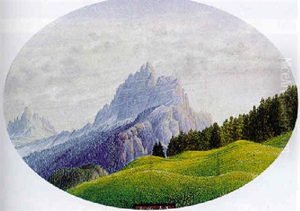 Blick Auf Gebirgsmassiv In Sudtirol Oil Painting by Alfred Luedke
