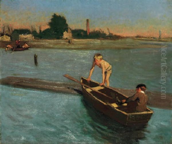 Boys - A Boating Expedition Oil Painting by Albert Ludovici Jr.