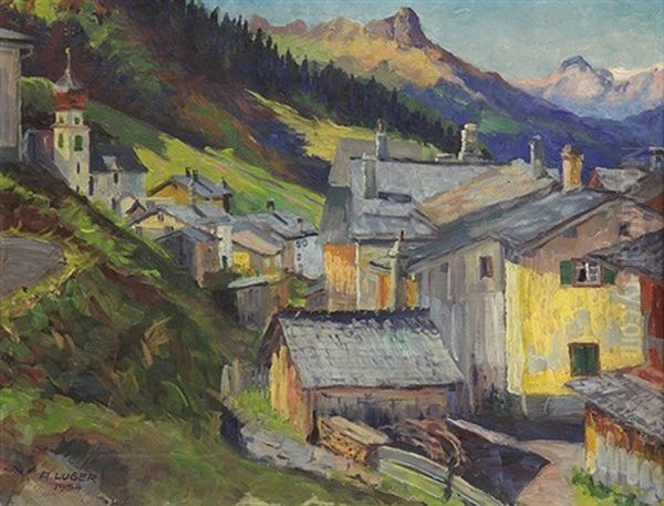 Hauser Im Tal Oil Painting by Alfons Luger