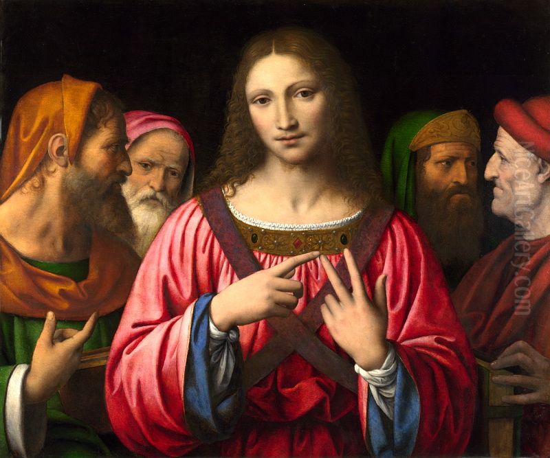 Christ Among The Doctors Oil Painting by Bernardino Luini