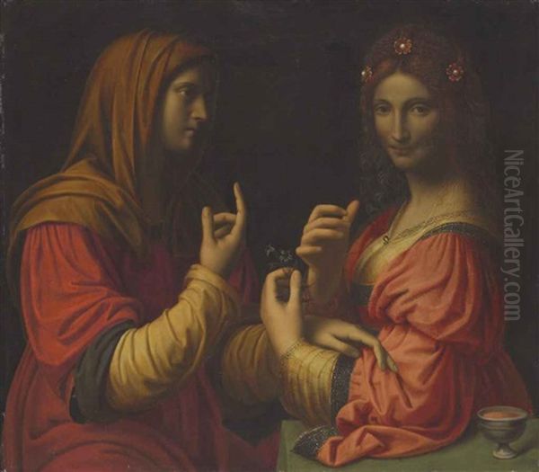 Vanity And Modesty Oil Painting by Bernardino Luini