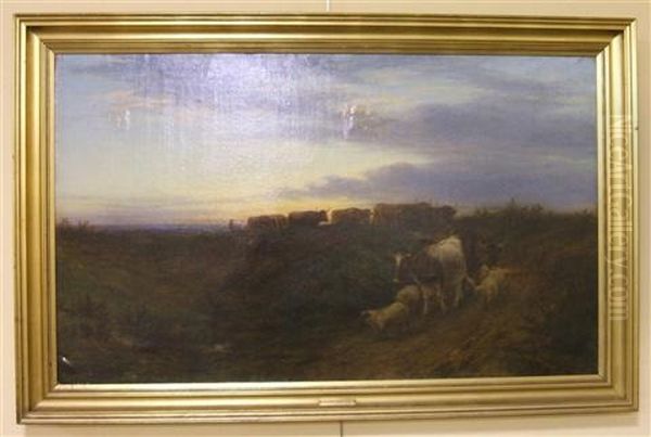 Luker_william Cattle Returning Home-evening Oil Painting by William Snr Luker