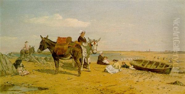 Donkey Rides On St. Malo Beach Oil Painting by William Snr Luker