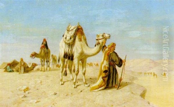 Kamelkaravan Oil Painting by William Snr Luker