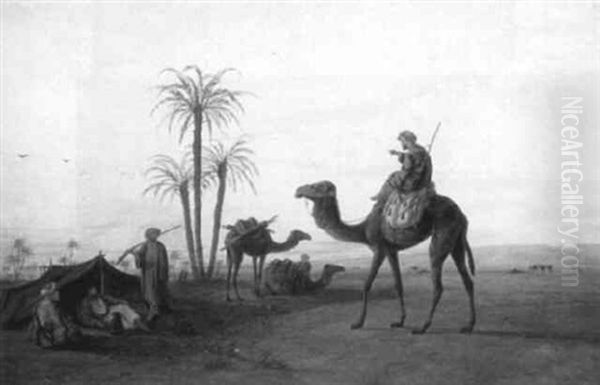 Bedouin Encampment, Sunset Oil Painting by William Snr Luker