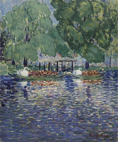 The Swan Boats Oil Painting by George Luks