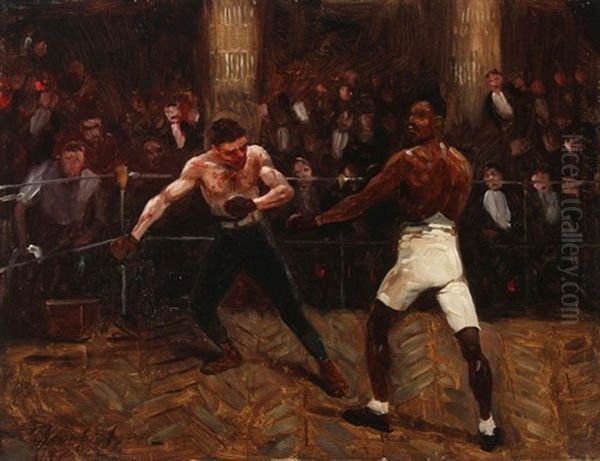 The Boxing Match Oil Painting by George Luks