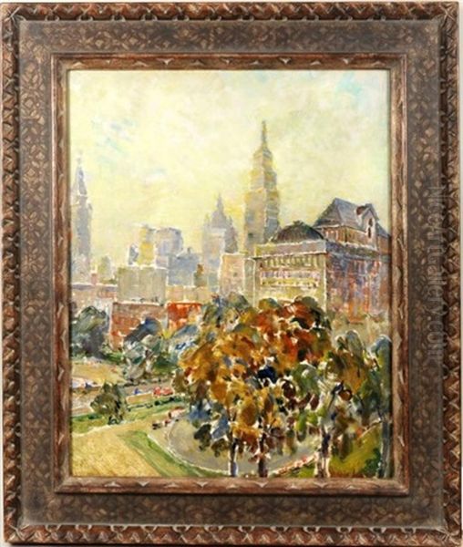 Gramercy Park, New York City Oil Painting by George Luks