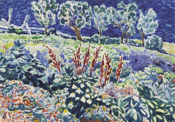 My Garden, Berk Hills Oil Painting by George Luks