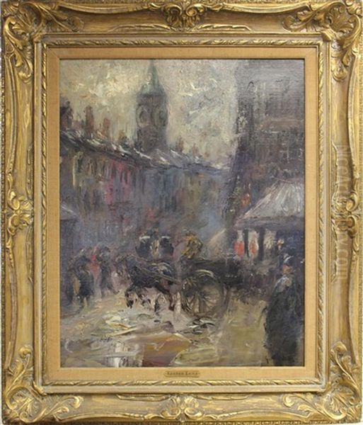 Street Scene With Carriage Oil Painting by George Luks