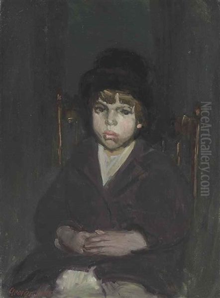 The Black Hat Oil Painting by George Luks