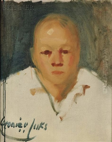 Portrait Of A Clown Without Face Paint Oil Painting by George Luks