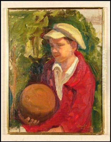 Boy With Ball Oil Painting by George Luks