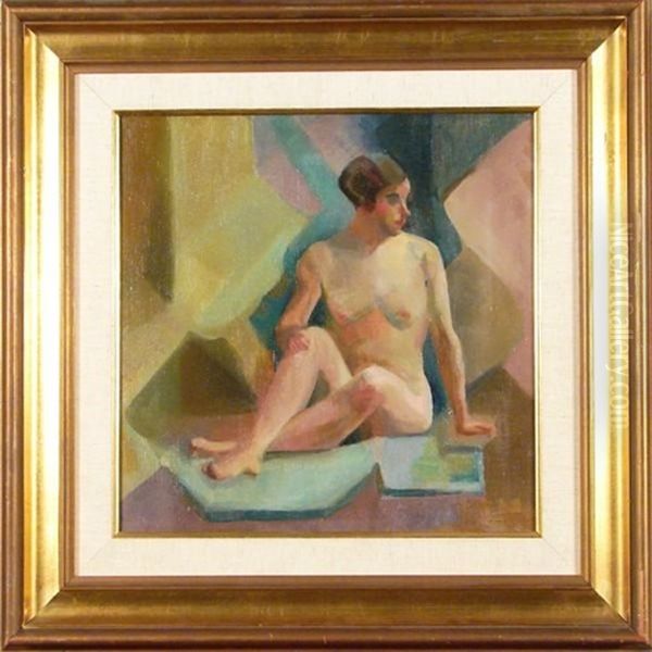 Seated Nude Facing Right Oil Painting by George Luks