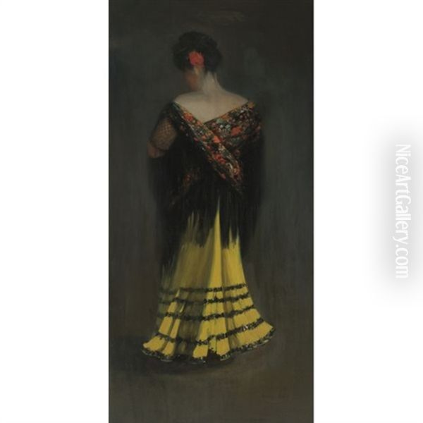 The Spanish Shawl: Portrait Of Jeanne Frankenberg Oil Painting by George Luks