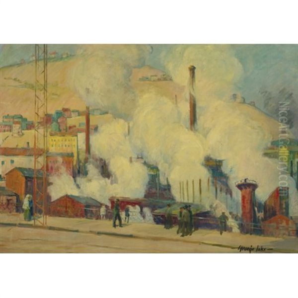 Industrial Scene, Pottsville, Pennsylvania Oil Painting by George Luks