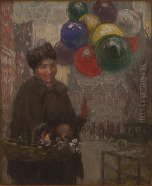 The Balloon Seller New York Oil Painting by George Luks